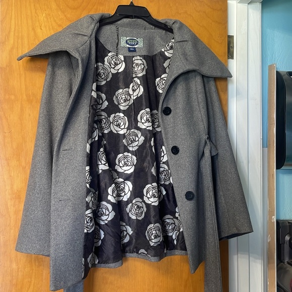 Shawl Collar Grey Studded Belt Peacoat 1X - Picture 5 of 8